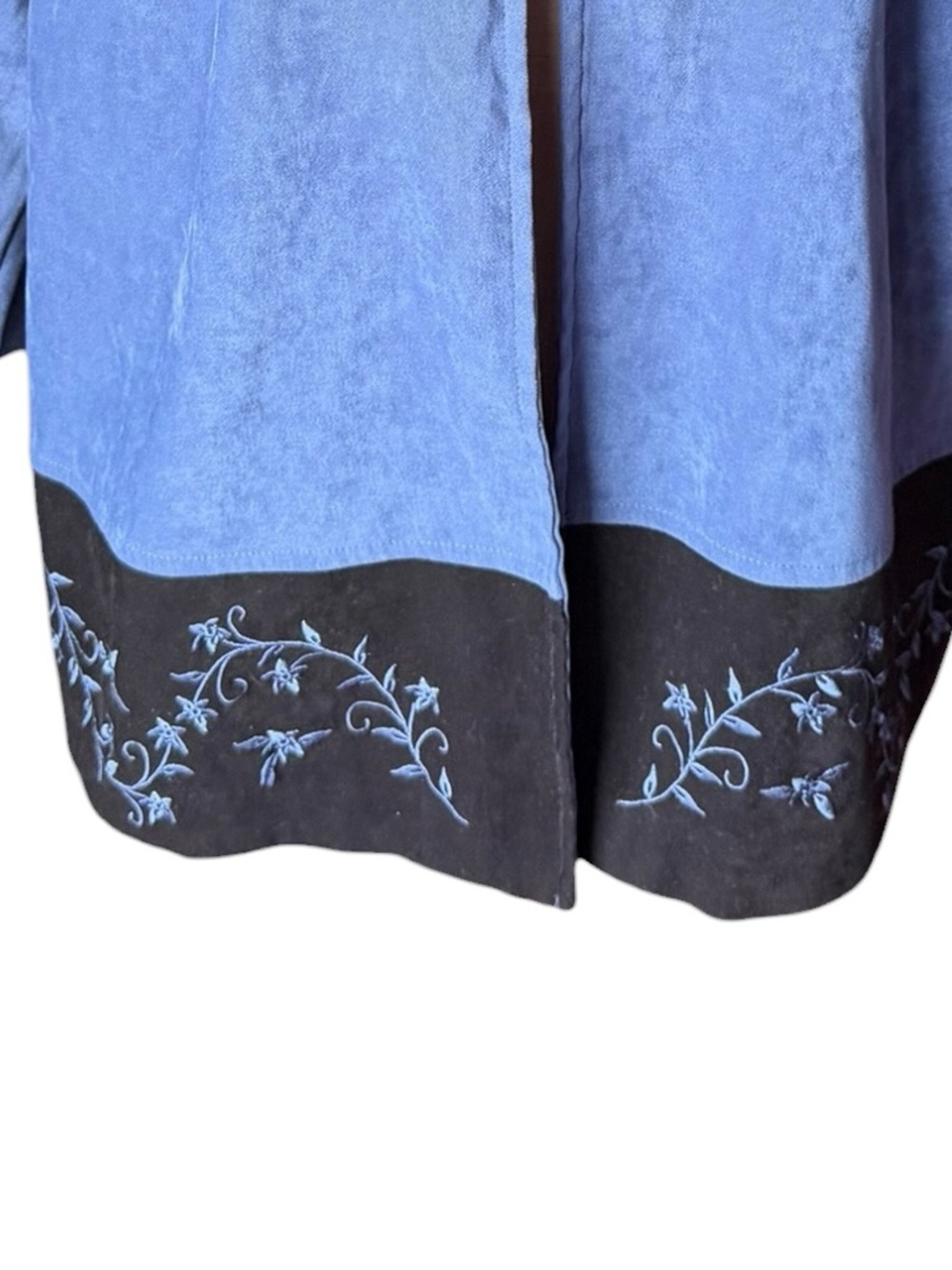 Fashion Bug Blue Open-Front Jacket with Dark Trim 16W - Picture 4 of 5